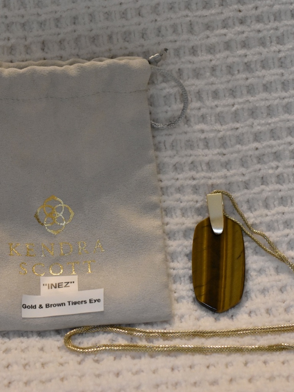 Kendra Scott Gold and Brown Tigers Eye Inez Necklace